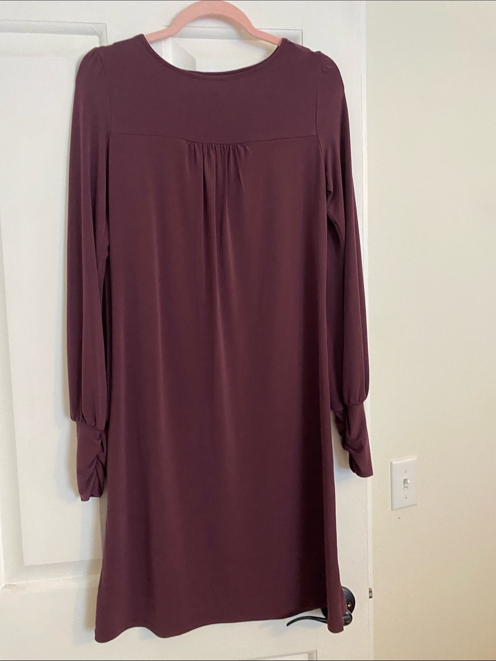 To the Max Long Sleeve Wine Shift Dress